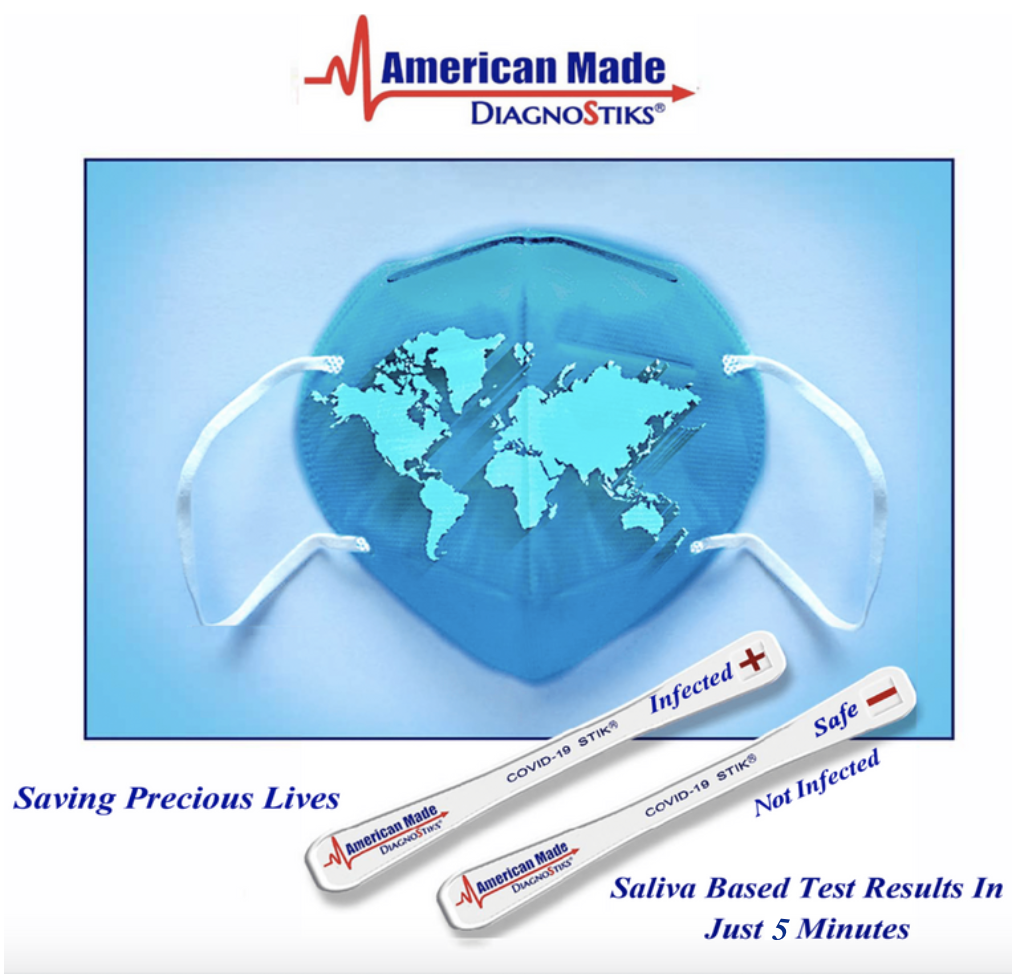 American Made Diagnostiks COVID-19 IQStiks saliva-based test in 5 minutes